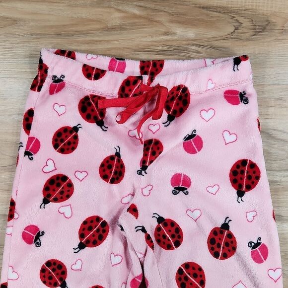 💜Secret Treasures Pink w/Red Ladybug Print Fleece Pajama Pants Medium - Picture 6 of 9